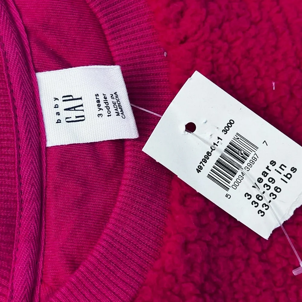 Baby GAP Girls Sherpa Crewneck Sweatshirt‎ Pink 3T Cozy Fleece Pullover babycore